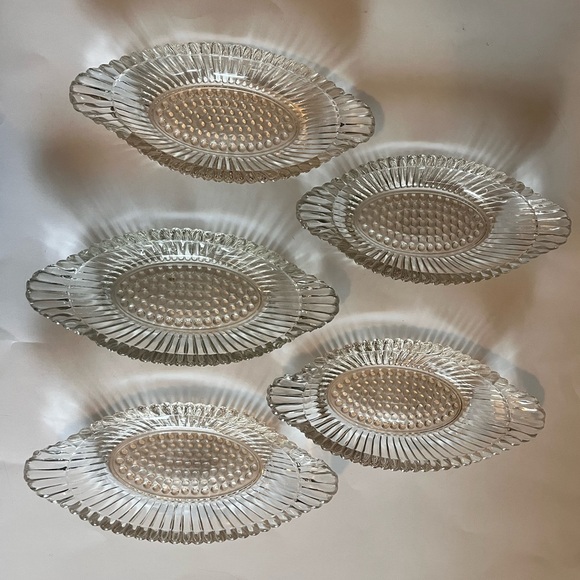 Vintage National Glass Clear Jeannette 9” Gondola Sundae Dessert Dishes Set Of 5 - Picture 6 of 10